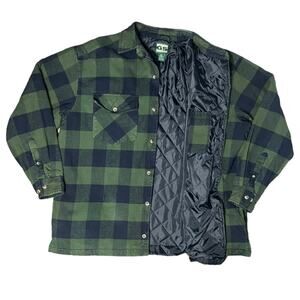 Vintage 90s Plaid Shacket Lined Shirt Jacket Green Navy Size 2X